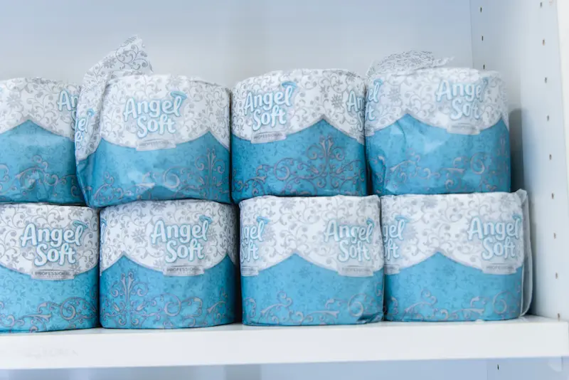 toilet paper on shelf