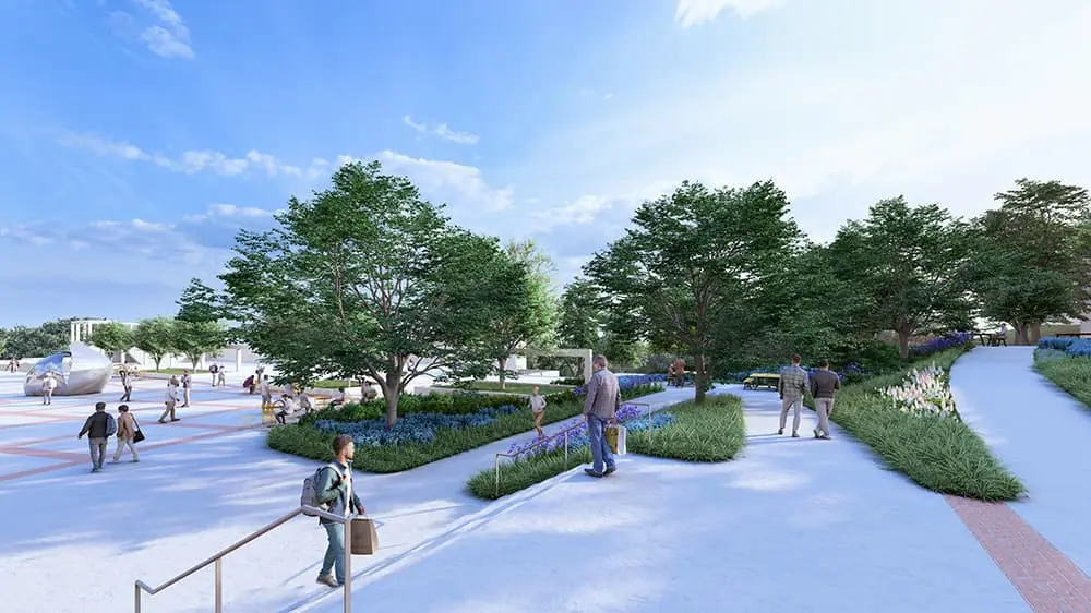 Friendship Walk Stairs and Central Plant coming from East Entrance