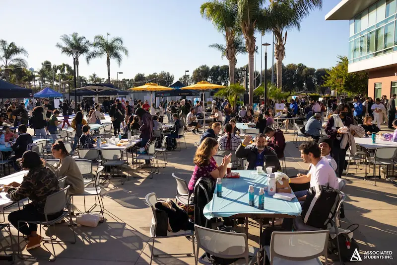 wide shot of students at event