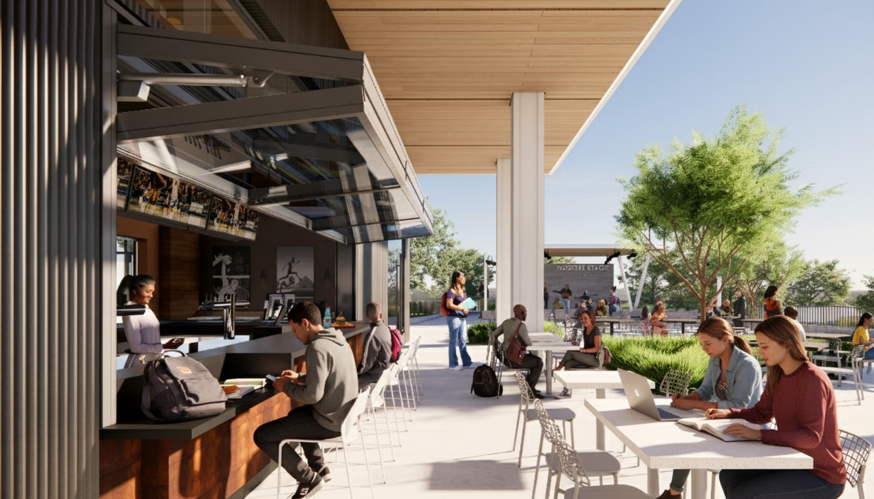 Nugget Exterior Patio facing West Entrance