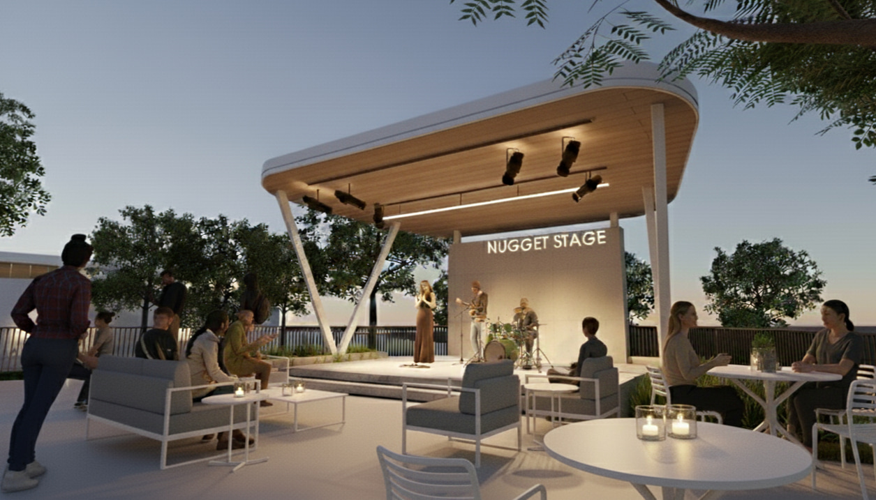 Nugget Exterior Patio & Stage facing West Entrance